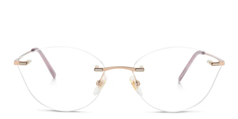 Shop EYE'M Rimless Wide Cat Eye Eyeglasses in Gold online.