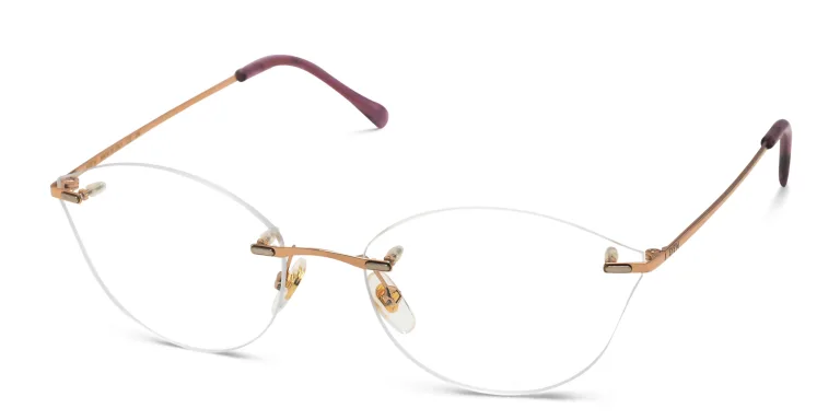 Shop EYE'M Rimless Wide Cat Eye Eyeglasses in Gold online.