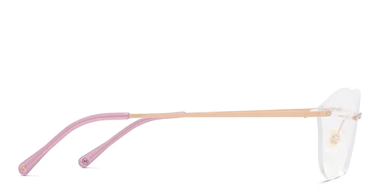 Shop EYE'M Rimless Wide Cat Eye Eyeglasses in Gold online.