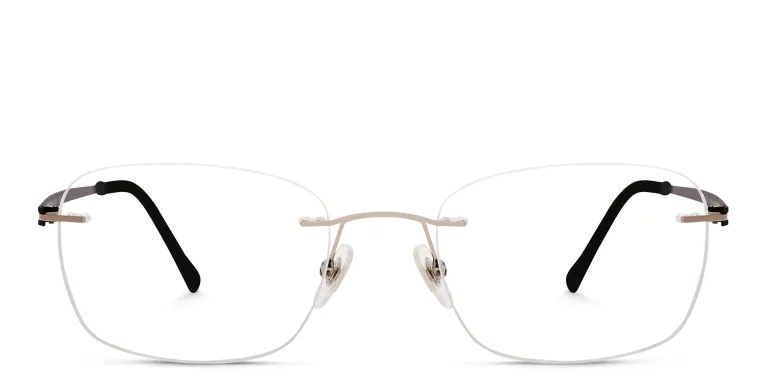 Shop EYE'M Rimless Rectangle Eyeglasses in Silver online.