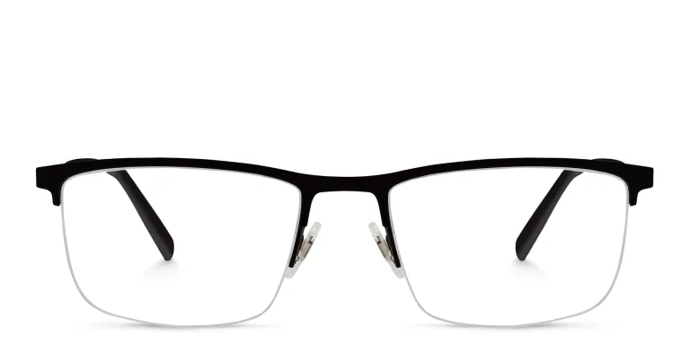 Shop EYE'M Half Rim Rectangle Eyeglasses in Black online.