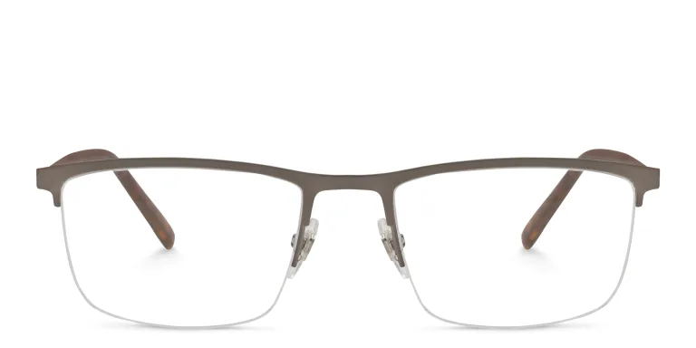 Shop EYE'M Half Rim Rectangle Eyeglasses in Gunmetal online.