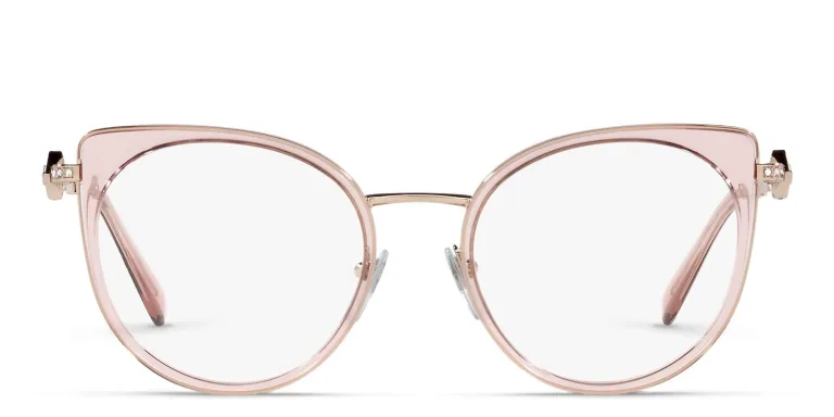 Shop BVLGARI Cat Eye Eyeglasses in Pink online.