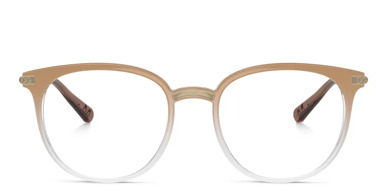 Shop Dolce & Gabbana Logo Panthos Eyeglasses in Beige online.