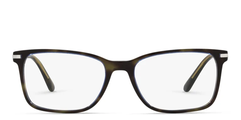 Shop PRADA Wide Rectangle Eyeglasses in Tortoise online.