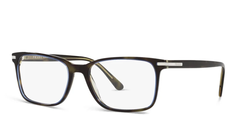 Shop PRADA Wide Rectangle Eyeglasses in Tortoise online.