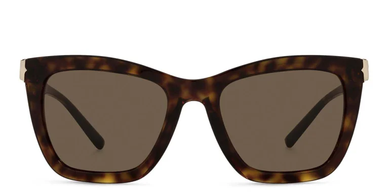 Shop BVLGARI Rectangle Sunglasses in Brown online.