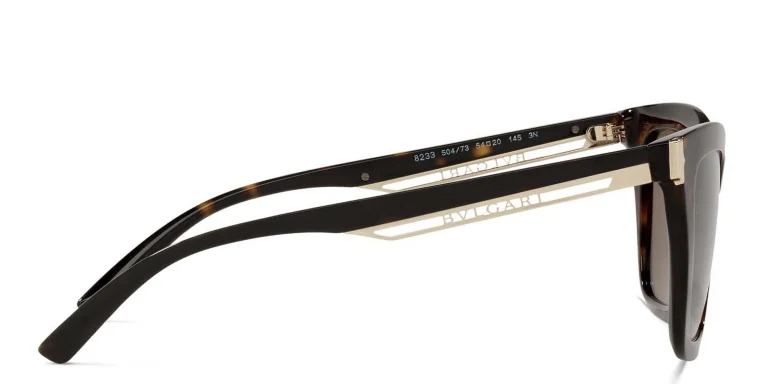 Shop BVLGARI Rectangle Sunglasses in Brown online.