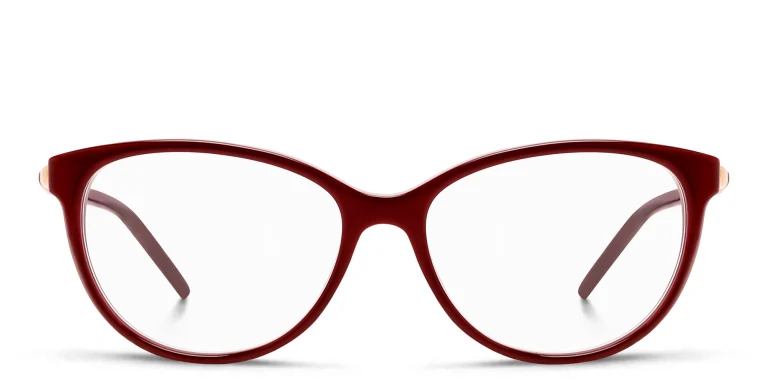 Shop JIMMY CHOO Rectangle Eyeglasses in Red online.