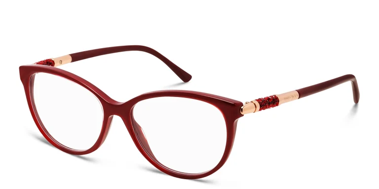 Shop JIMMY CHOO Rectangle Eyeglasses in Red online.