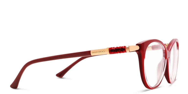 Shop JIMMY CHOO Rectangle Eyeglasses in Red online.