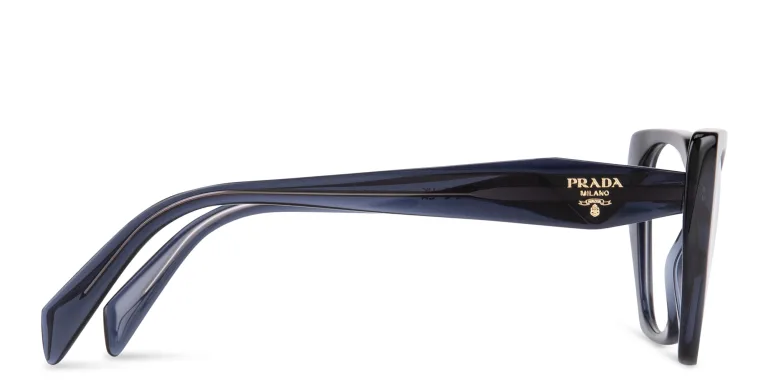 Shop PRADA Irregular Eyeglasses in Blue online.