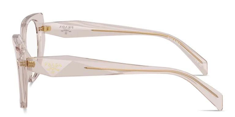 Shop PRADA Logo Print Irregular Eyeglasses in Purple online.
