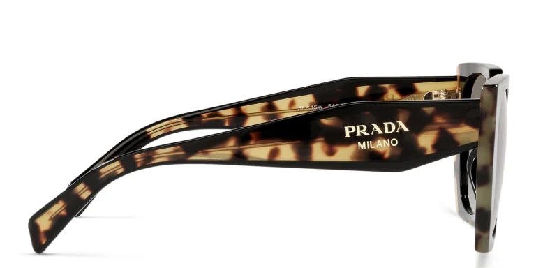 Shop PRADA Rectangle Sunglasses in Black online.