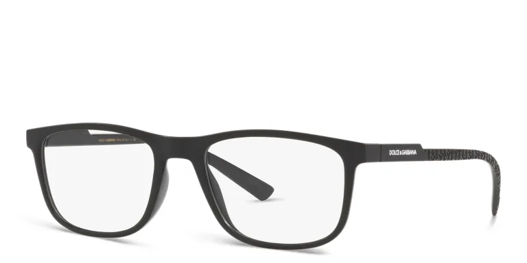 Shop Dolce & Gabbana Wide Rectangle Eyeglasses in Black online.