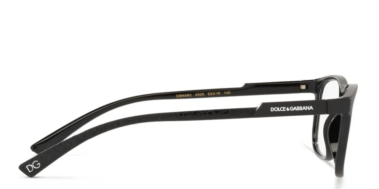 Shop Dolce & Gabbana Wide Rectangle Eyeglasses in Black online.