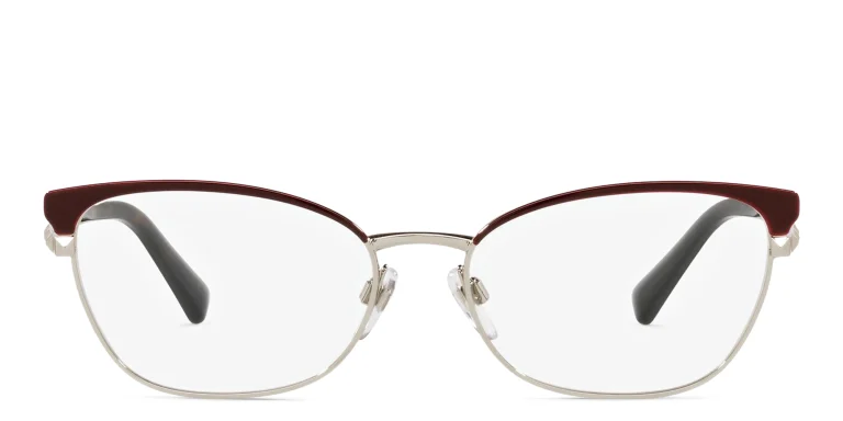 Shop VALENTINO Stud Cat-Eye Eyeglasses in Burgundy online.