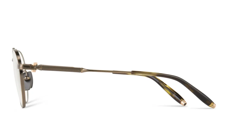 Shop AKONI Mercury Unisex Round Eyeglasses in Gold online.