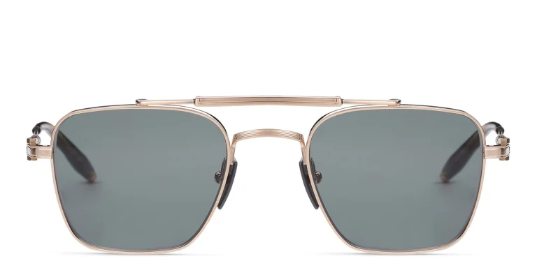 Shop AKONI Europa Unisex Square Sunglasses in Gold online.
