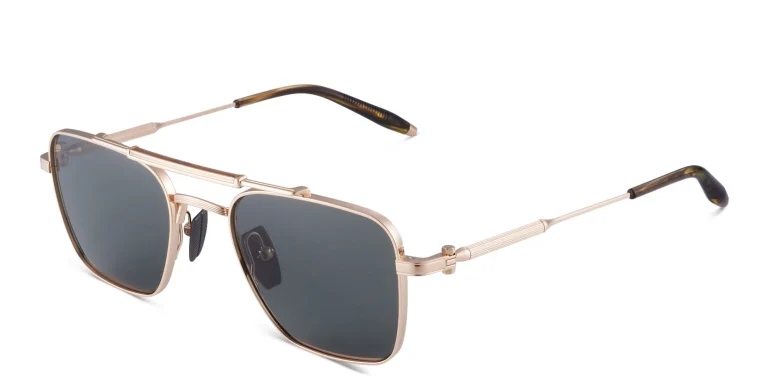 Shop AKONI Europa Unisex Square Sunglasses in Gold online.