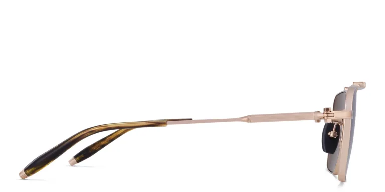 Shop AKONI Europa Unisex Square Sunglasses in Gold online.