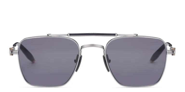 Shop AKONI Europa Unisex Square Sunglasses in Silver online.