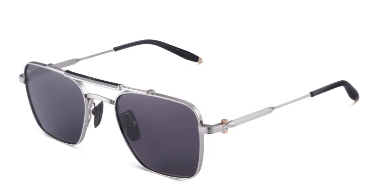 Shop AKONI Europa Unisex Square Sunglasses in Silver online.