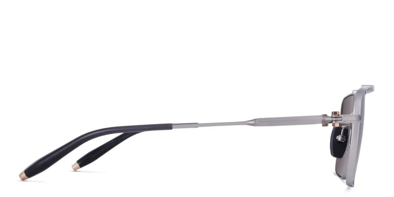 Shop AKONI Europa Unisex Square Sunglasses in Silver online.