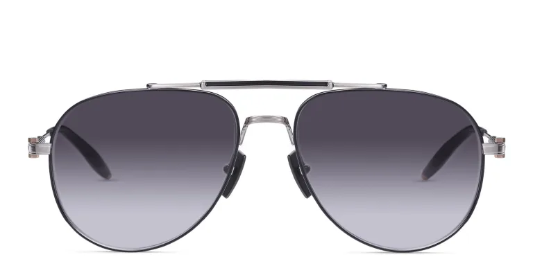 Shop AKONI Hydra Unisex Aviator Sunglasses in Silver online.