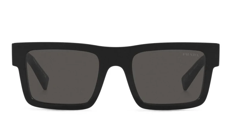Shop PRADA Rectangle Sunglasses in Black online.