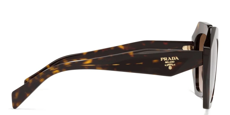 Shop PRADA Irregular Sunglasses in Tortoise online.