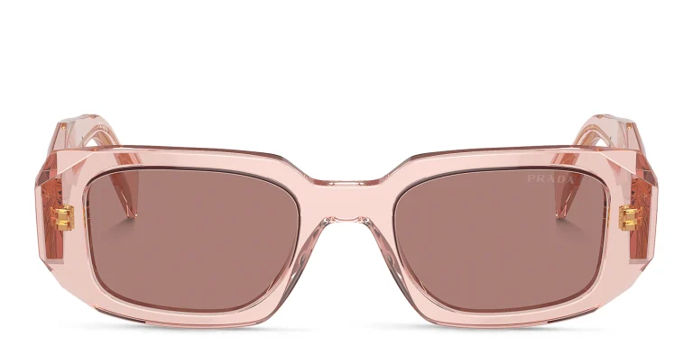 Shop PRADA Logo Rectangle Sunglasses in Pink online.