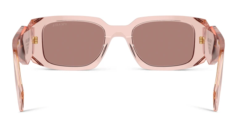 Shop PRADA Logo Rectangle Sunglasses in Pink online.