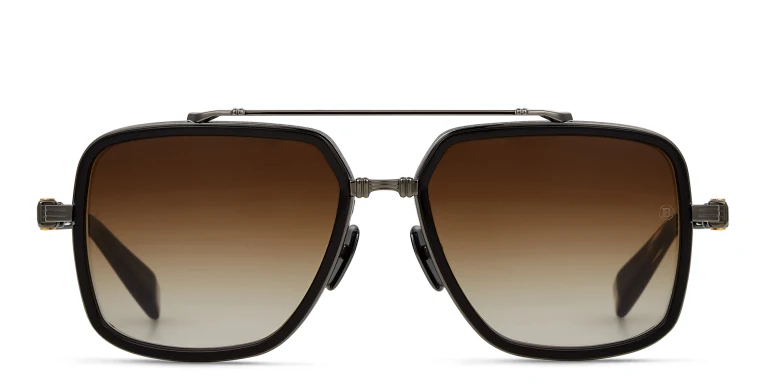 Shop BALMAIN Officier Unisex Square Sunglasses in Black online.
