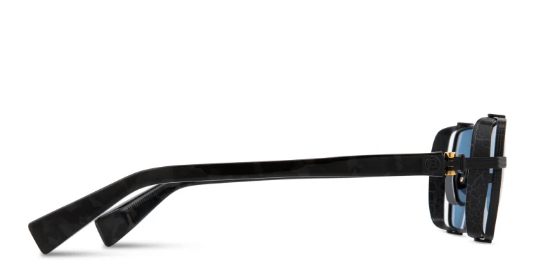 Shop BALMAIN Brigade-III Unisex Rectangle Sunglasses in Black online.
