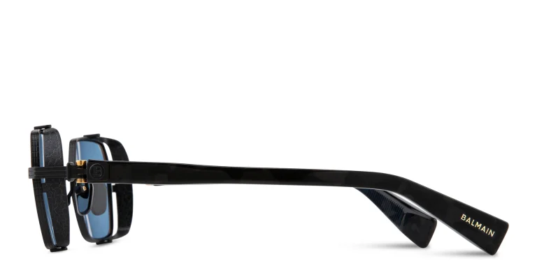 Shop BALMAIN Brigade-III Unisex Rectangle Sunglasses in Black online.