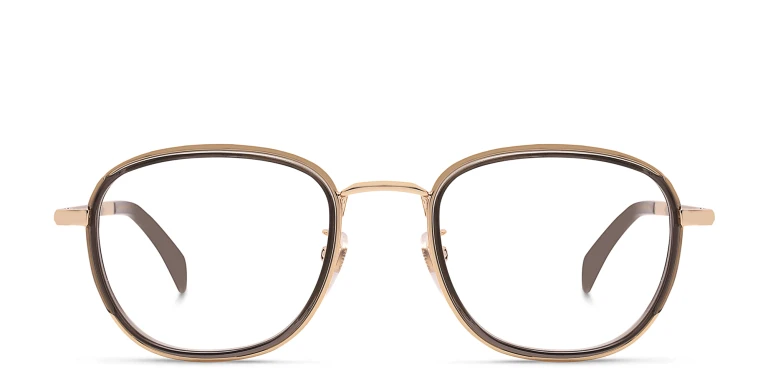Shop DAVID BECKHAM Square Eyeglasses in Gold online.