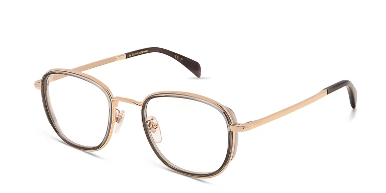 Shop DAVID BECKHAM Square Eyeglasses in Gold online.
