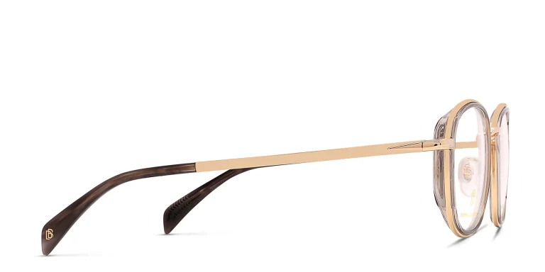 Shop DAVID BECKHAM Square Eyeglasses in Gold online.