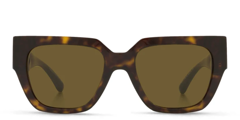 Shop VERSACE Medusa Chain Square Sunglasses in Havana online.