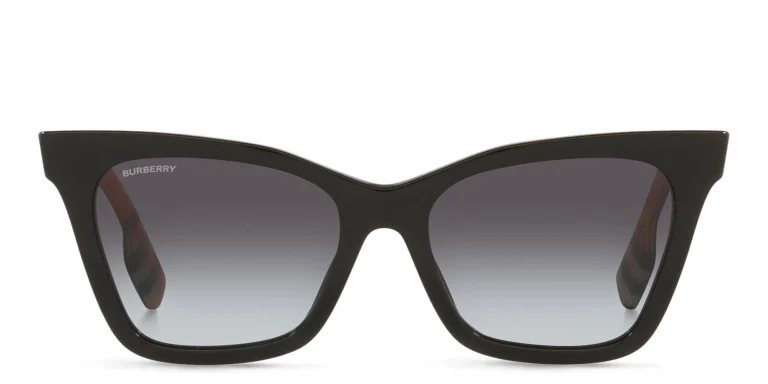 Shop BURBERRY Irregular Sunglasses in Black online.
