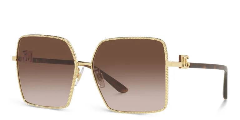 Shop Dolce & Gabbana Oversized Wide Square Sunglasses in Gold online.
