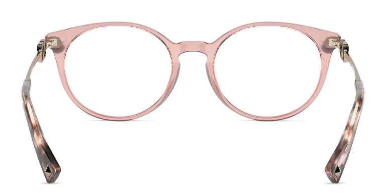 Shop VALENTINO V Logo Round Eyeglasses in Pink online.