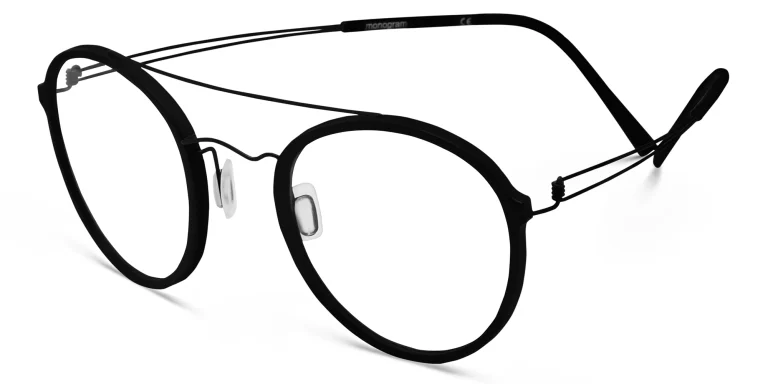 Shop MONOGRAM Unisex Round Eyeglasses in Black online.