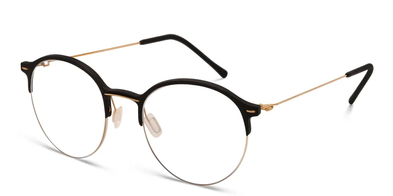 Shop MONOGRAM Unisex Half Rim Round Eyeglasses in Black online.