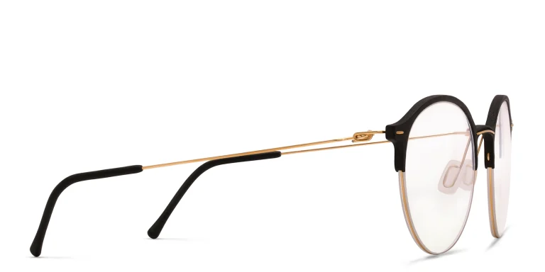 Shop MONOGRAM Unisex Half Rim Round Eyeglasses in Black online.