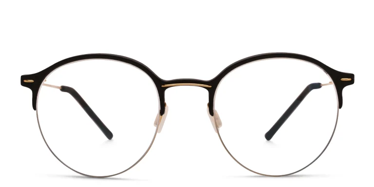 Shop MONOGRAM Unisex Half Rim Round Eyeglasses in Gold online.