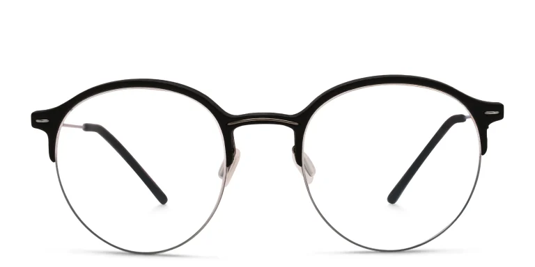 Shop MONOGRAM Unisex Half-Rim Round Eyeglasses in Black online.