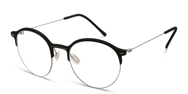 Shop MONOGRAM Unisex Half-Rim Round Eyeglasses in Black online.
