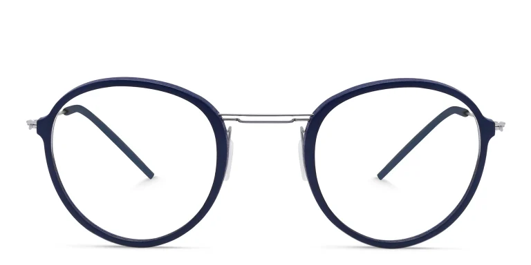 Shop MONOGRAM Unisex Round Eyeglasses in Blue online.